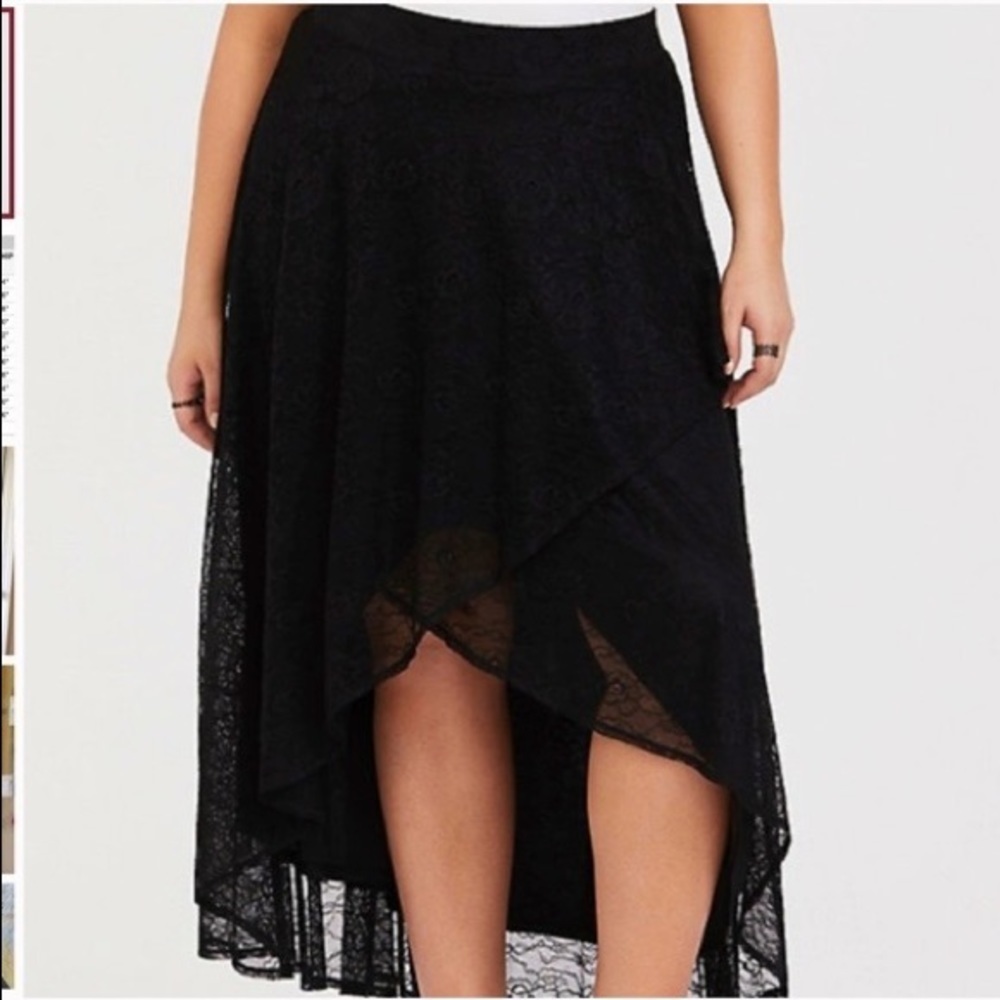 Torrid Black High Low Lace Skirt